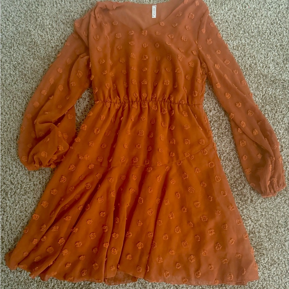 Orange Long Sleeve Dress